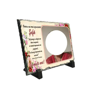 Pentru cea mai apreciata sefa, piatra ardezie personalizata, cu mesaj model, pap001